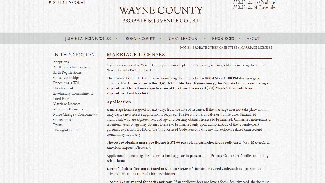 Marriage Licenses | Probate and Juvenile Court